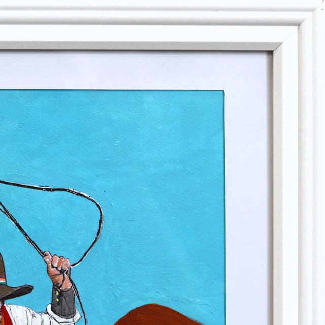 Figurative Urban Cowboy #2 - Colorful Rainbow Quirky Figurative Mixed Media Original Artwork by Fabio Coruzzi For Sale - Image 3 of 9