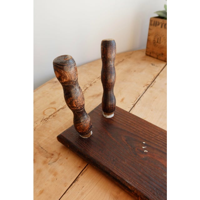 1970s Vintage Rectangular Stool in Dark Wood with Turned Legs, 1970s For Sale - Image 5 of 8