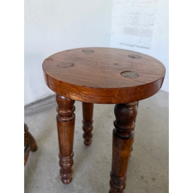 Antique Stools with Turned Legs, 1960s, Set of 2 For Sale - Image 17 of 18