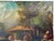 Antique Folk Art Oil Painting Scenic Church Bridge Setting, artist signed & dated For Sale - Image 4 of 10