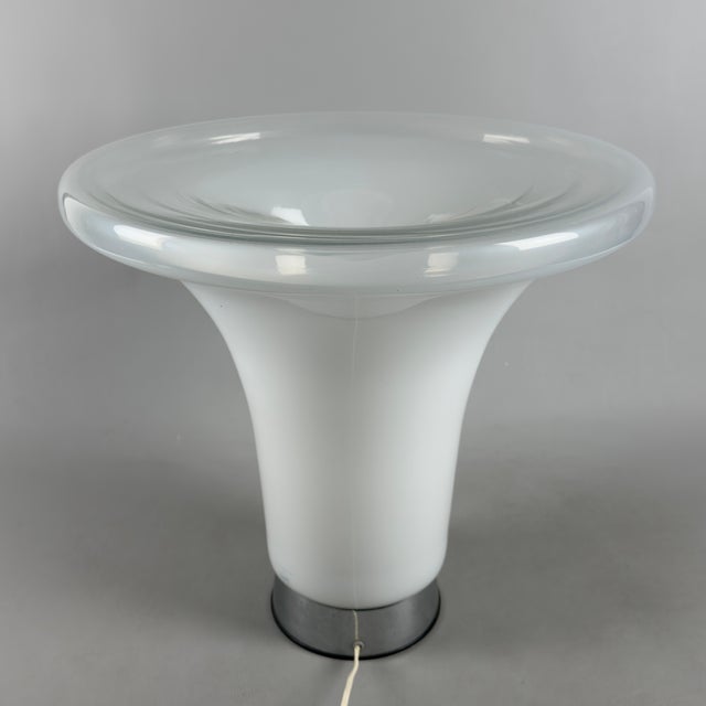 Large Vintage Opal Murano Glass Table Lamp by Gino Vistosi, 1970s For Sale - Image 4 of 14