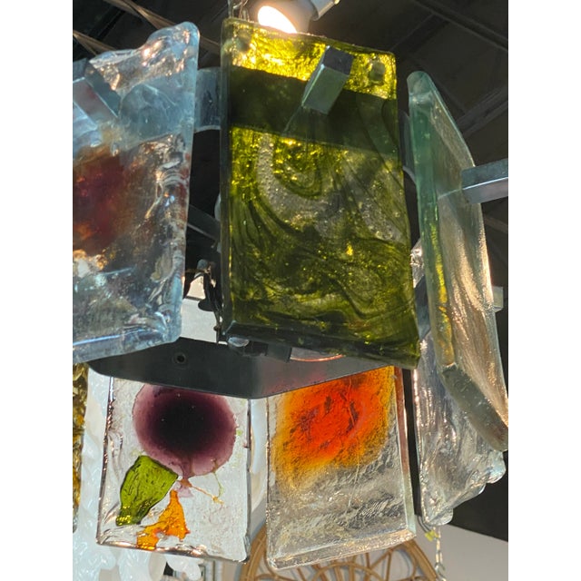 Vintage Mid Century Murano Mazzega Colorful Round Italian Glass Chandelier For Sale In West Palm - Image 6 of 13
