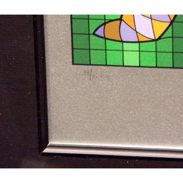 Impressionist Vintage Victor Vasarely Golfer Hand Signed Limited Edition Silkscreen, Framed For Sale - Image 3 of 5