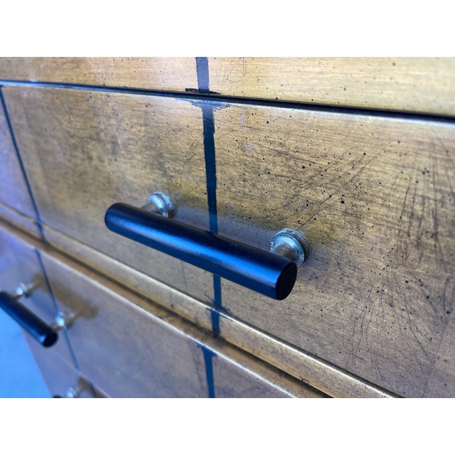 Wood 70s Gilt Low Chests / Nightstands, a Pair, in the Style of Karl Springer, Modern Hollywood Regency, Asian Inspired For Sale - Image 7 of 16