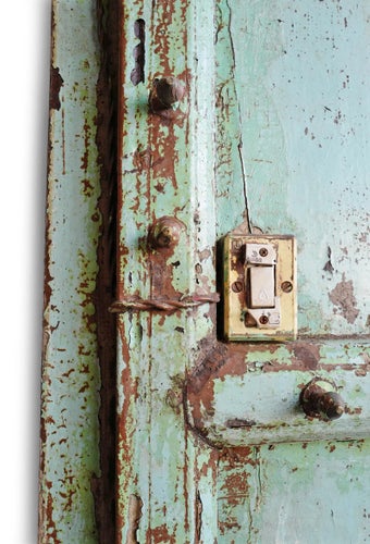 Antique Indian Turquoise Wood Doors Sculptural Wall Objects