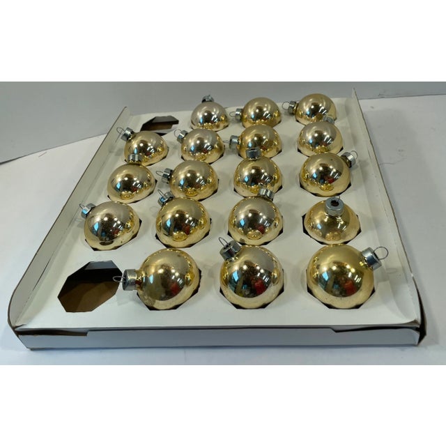 Mid 20th Century Vintage Gold Glass Holiday Balls - Set of 18 For Sale - Image 5 of 7