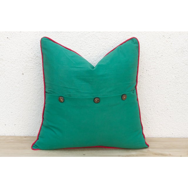 Champa Green Dotted Ahir Handloom Pillow For Sale - Image 4 of 5