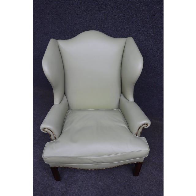 Leather Kittinger Chippendale Wingback Chair For Sale In Philadelphia - Image 6 of 13