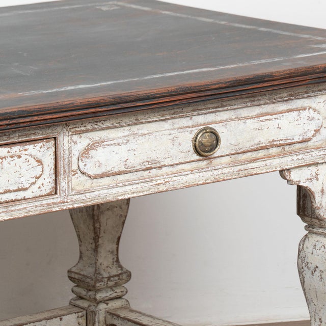 19th Century Danish Painted Baroque Library Writing Table Console For Sale - Image 10 of 18