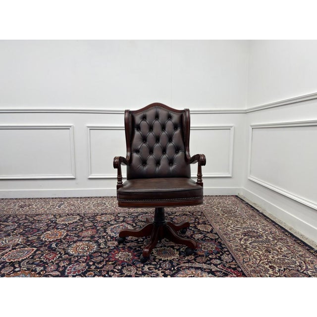 Classic and Elegant | Antique office chairs in English, Classic and Chesterfield style. This beautiful office chair is the...