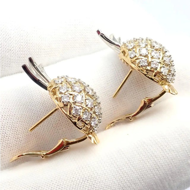 Verdura Vintage Pineapple Diamond Platinum & Yellow Gold Earrings, Pair For Sale - Image 14 of 14