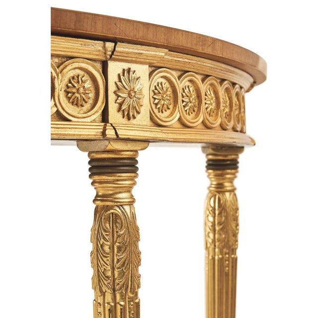 Petite English Neoclassical Giltwood Demi-Lune Console For Sale In Greensboro - Image 6 of 7