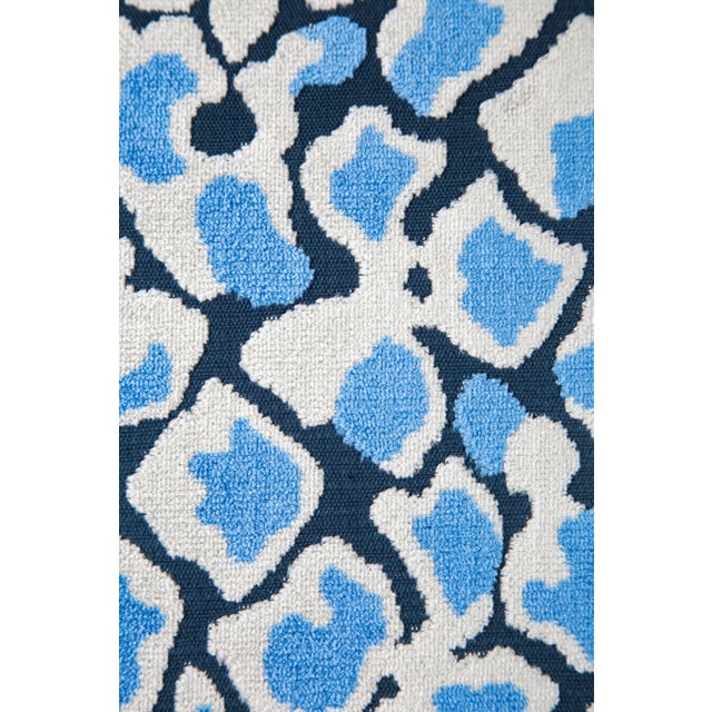 Textile !24" X 24" Pair of Designer Pillows in Blue Velvet With Snakeskin Animal Print Pattern For Sale - Image 7 of 7