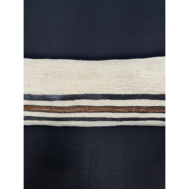 Contemporary Turkish Hemp Pillow Cushion Natural Beige Black Cushion Cover 14"x40" For Sale - Image 3 of 4