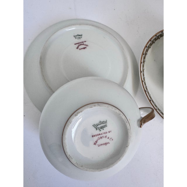 Limoges, France 1910s Haviland Limoges Tea Coffee Cups, Gold and Black Greek Key - Set of 4 For Sale - Image 4 of 9