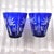 Glass 1980s Pair of Ajka Blue Cut to Clear Crystal Stemware For Sale - Image 7 of 9