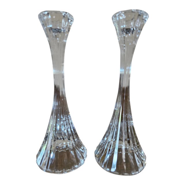 Pair of Late 20th Century Mikasa Crystal Park Lane Candle Holders For Sale