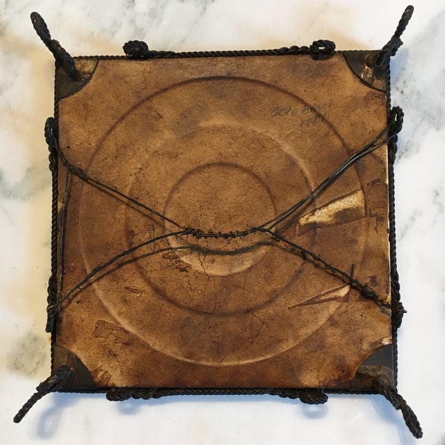 Minton 1881 Brown Aesthetic Movement Tile / Trivet Tea Party & Flowers by Kate Greenaway For Sale - Image 4 of 6