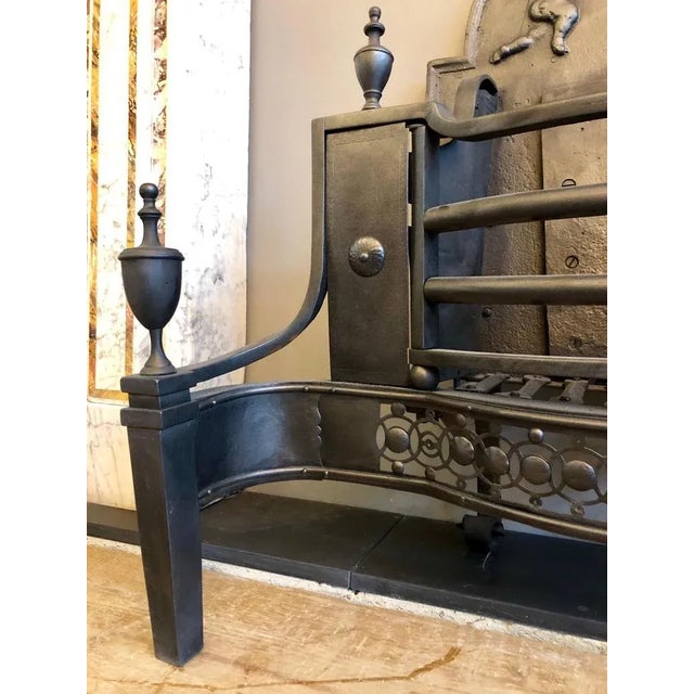 Antique Georgian Style Burnished Steel and Wrought Iron Fire Grate For Sale - Image 6 of 12