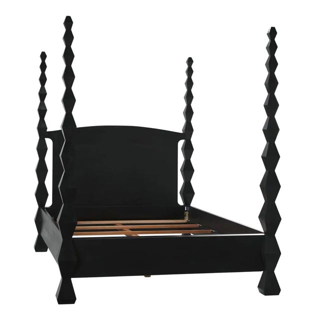 Noir NOIR Brancusi Bed, Queen, Hand Rubbed Black For Sale - Image 4 of 5