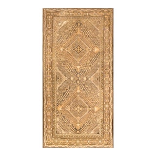 1930s Tan Camel Medallion Antique Chinese Khotan Rug 5'8" X 11'6" Handknotted Wool Carpet For Sale