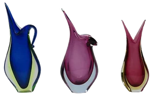 Italian Murano Glass Vases, 1960s, Set of 3