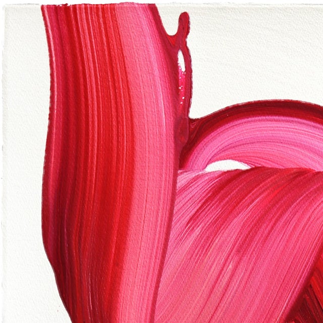 Art Deco Avp_1631 - Original Abstract Deep Magenta Tone Contemporary Painting on Paper by Alex Voinea For Sale - Image 3 of 7