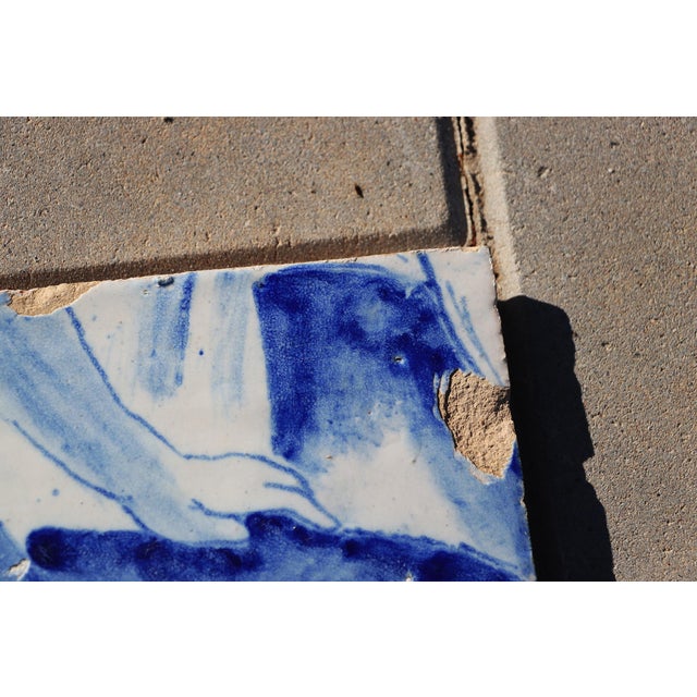 18th Century Portuguese Tile Lady’s Hand Fragment Blue & White Antique Hand Painted For Sale - Image 4 of 8