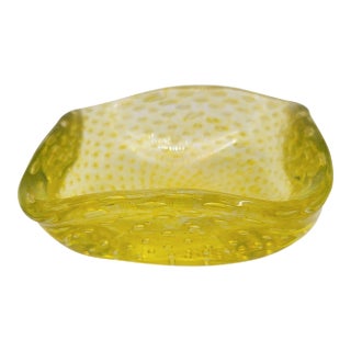 Carlo Scarpa Venini Mid-Century Murano Glass Bullicante Square Bowl For Sale