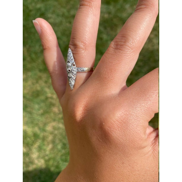 The Rockbridge Antique Edwardian Navette Ring set with Diamonds. Navette in shape and Edwardian in style, this ring is...