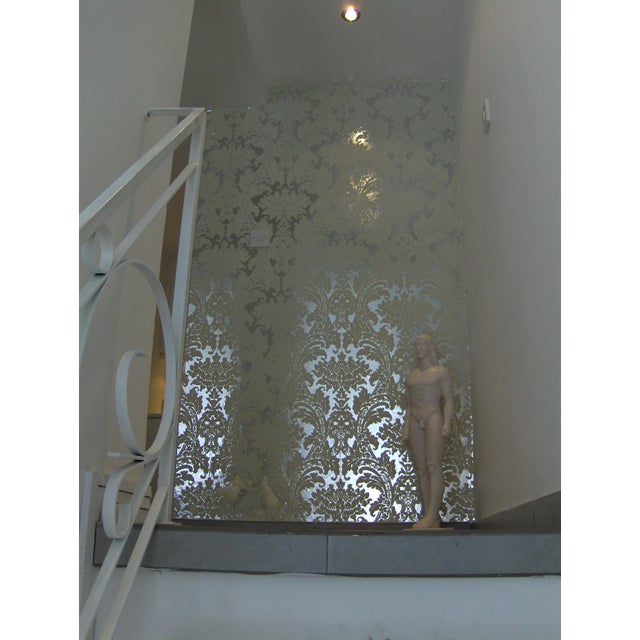 Cole & Son Damask White Lifford Flock on Silver Foil Wallpaper For Sale - Image 16 of 18