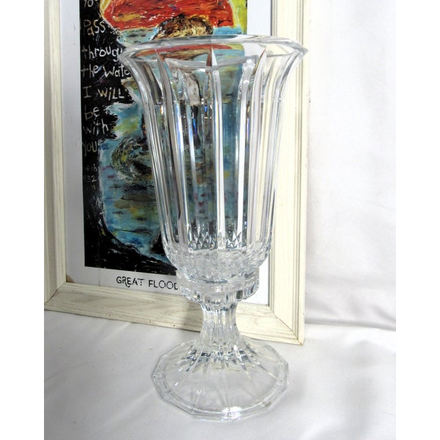 Vintage Heavy Crystal Glass Hurricane Candle Lamp For Sale - Image 9 of 18
