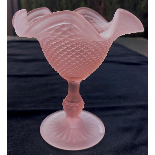 Pink Antique Vase in Glass Compote with Diamond Point from Ivima, 1970 For Sale - Image 8 of 17