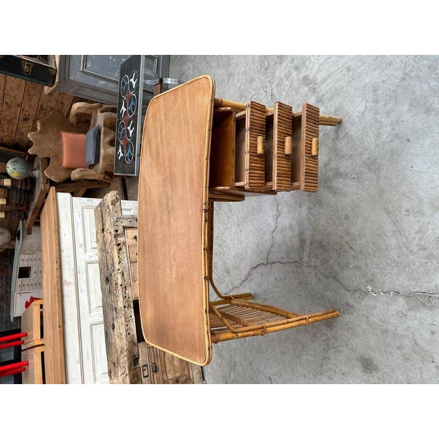 Blonde Rattan Desk, 1960s For Sale - Image 6 of 15
