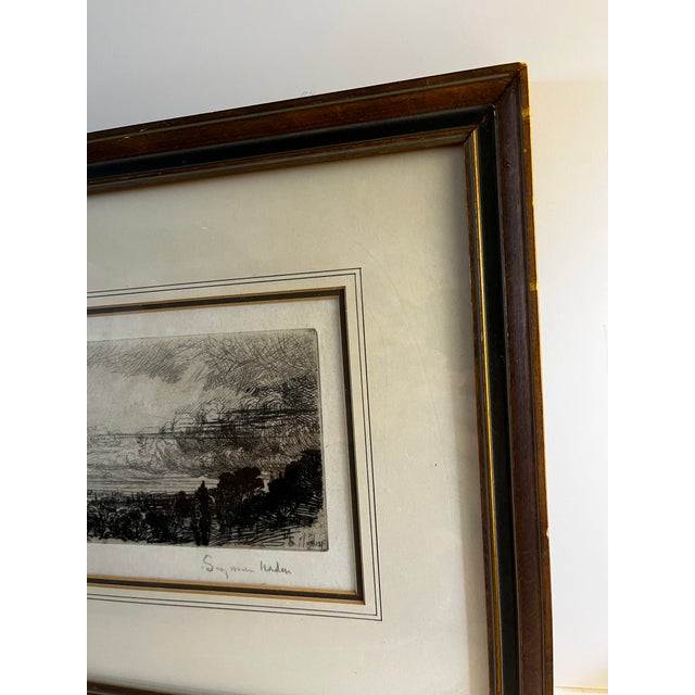 1859 Out of a Study Window Seymour Haden Print, Framed For Sale In New York - Image 6 of 12