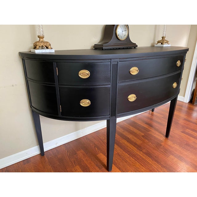 Hepplewhite Demilue Bow Front Buffet Sideboard For Sale - Image 4 of 7