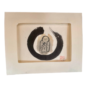 1980s Tengaro Ito Signed Ink Enso and Jizo Minimalist Zen Painting