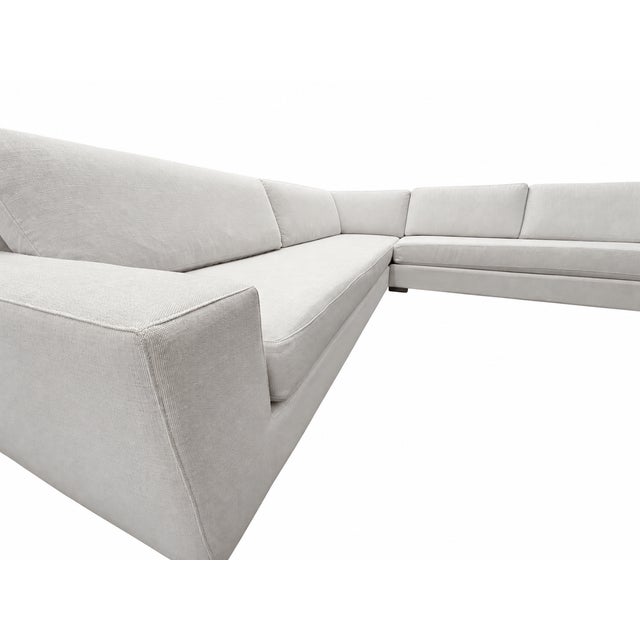 Rh Modena Track Arm Left-Arm Bench-Cushion L-Sectional – Perennials Performance Textured Linen Weave in Mist For Sale - Image 12 of 18