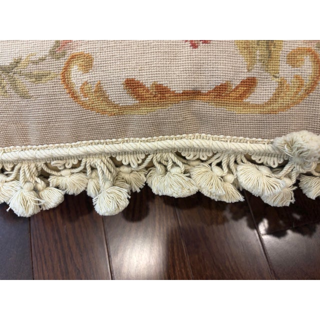 Vintage French Country Style Floral Needlepoint Throw Pillows – Set of 2 For Sale - Image 11 of 12