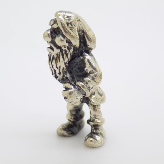 Vintage Italian Handmade Genuine Silver Garden Gnome Dollhouse Miniature Figurine For Sale - Image 4 of 10