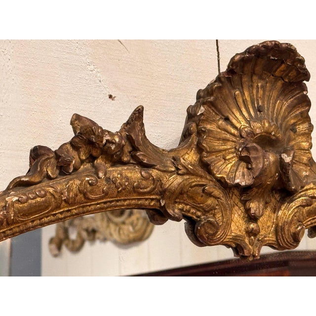Gold 19th Century French Giltwood Mirror With Shell Crest For Sale - Image 8 of 8