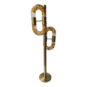 Brass Chain Floor Lamp Murano Glass by Aldo Nason for Mazzega, Italy, 1970s