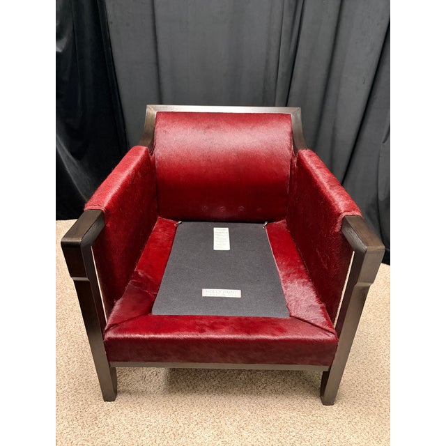 2000 - 2009 Authentic Holly Hunt Vienna Secession Lounge Chair, Custom Upholstered in Rich Burgundy/Cabernet Mohair and American Black Walnut Exposed Frame For Sale - Image 5 of 17