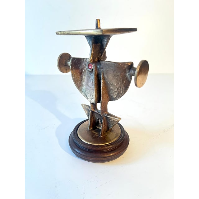 Metal Zoltan Pap Cast Bronze Brutalist Candlestick For Sale - Image 7 of 10