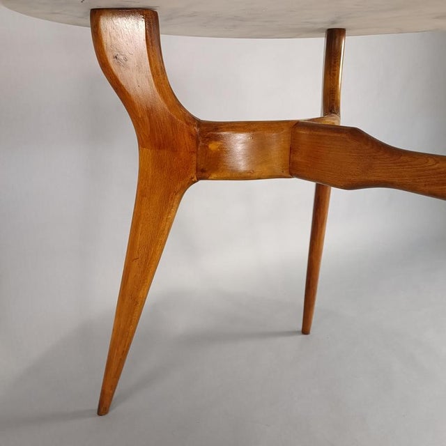 Gray Table with Oval Marble Top in Beech and Marble, 1950s For Sale - Image 8 of 15