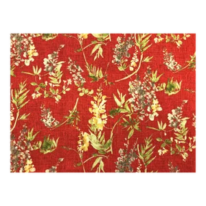 Mill Creek Solita Cardinal Rusty Red Beige Green Gray Ivory Cotton Floral Botanical Soil Resistant Upholstery Drapery Fabric