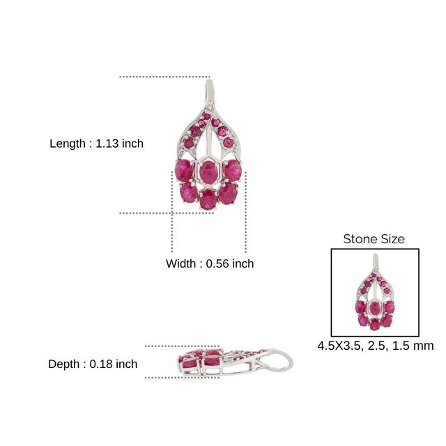 Handcrafted 3.61 CTW Natural Ruby Cluster Pendant Set in Sterling Silver by Carat&her For Sale - Image 11 of 13
