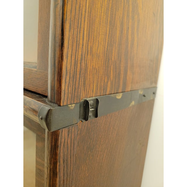 Auburn 1900s Tiger Oak Arts & Crafts Barrister 3-Shelf Bookcase For Sale - Image 8 of 8