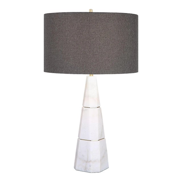 Citadel White Marble Table Lamp For Sale