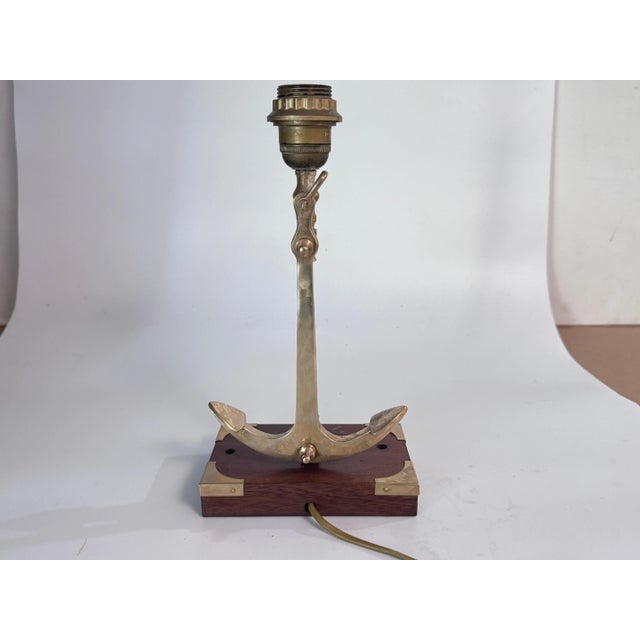 Gold Marine Table Lamp with an Anchor in Gold-Colored Brass, France, 1960s For Sale - Image 8 of 10